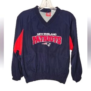 Vintage NFL New England Patriots Fleece-Lined Pullover Windbreaker- Med (10-12)